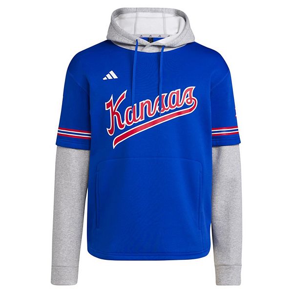 Мужская бейсбольная толстовка royal kansas jayhawks Adidas — фото 3