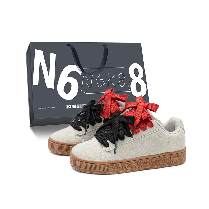 

N6K8 Антискользящие износостойкие низкие скейтерские кроссовки унисекс серо-красные, цвет Gray Red