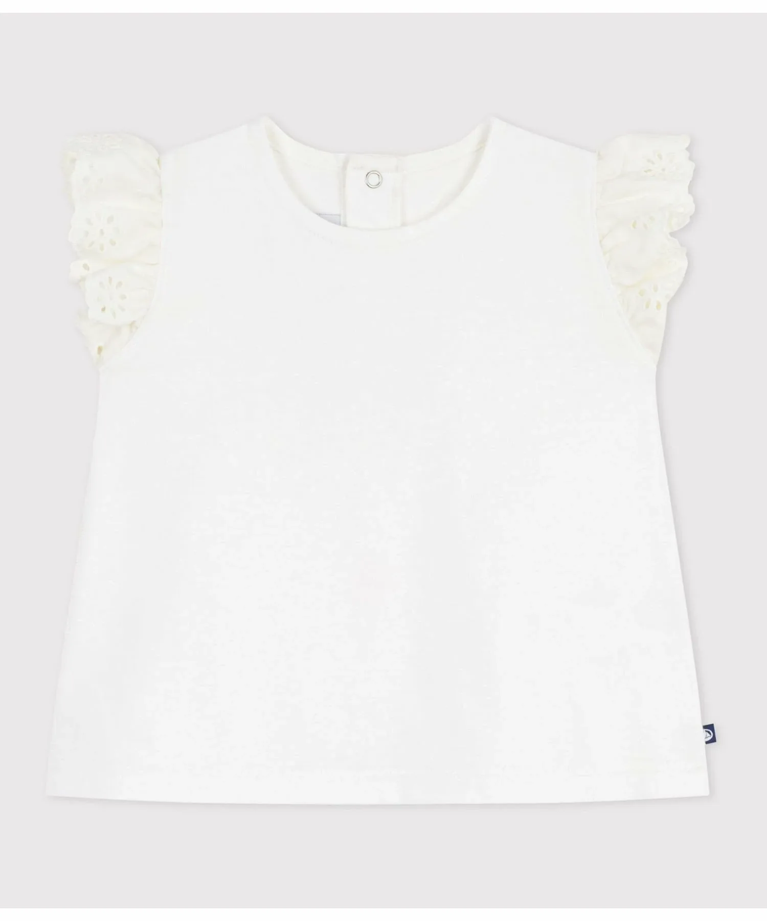 Футболка с оборками на рукавах PETIT BATEAU, Off white — фото 4