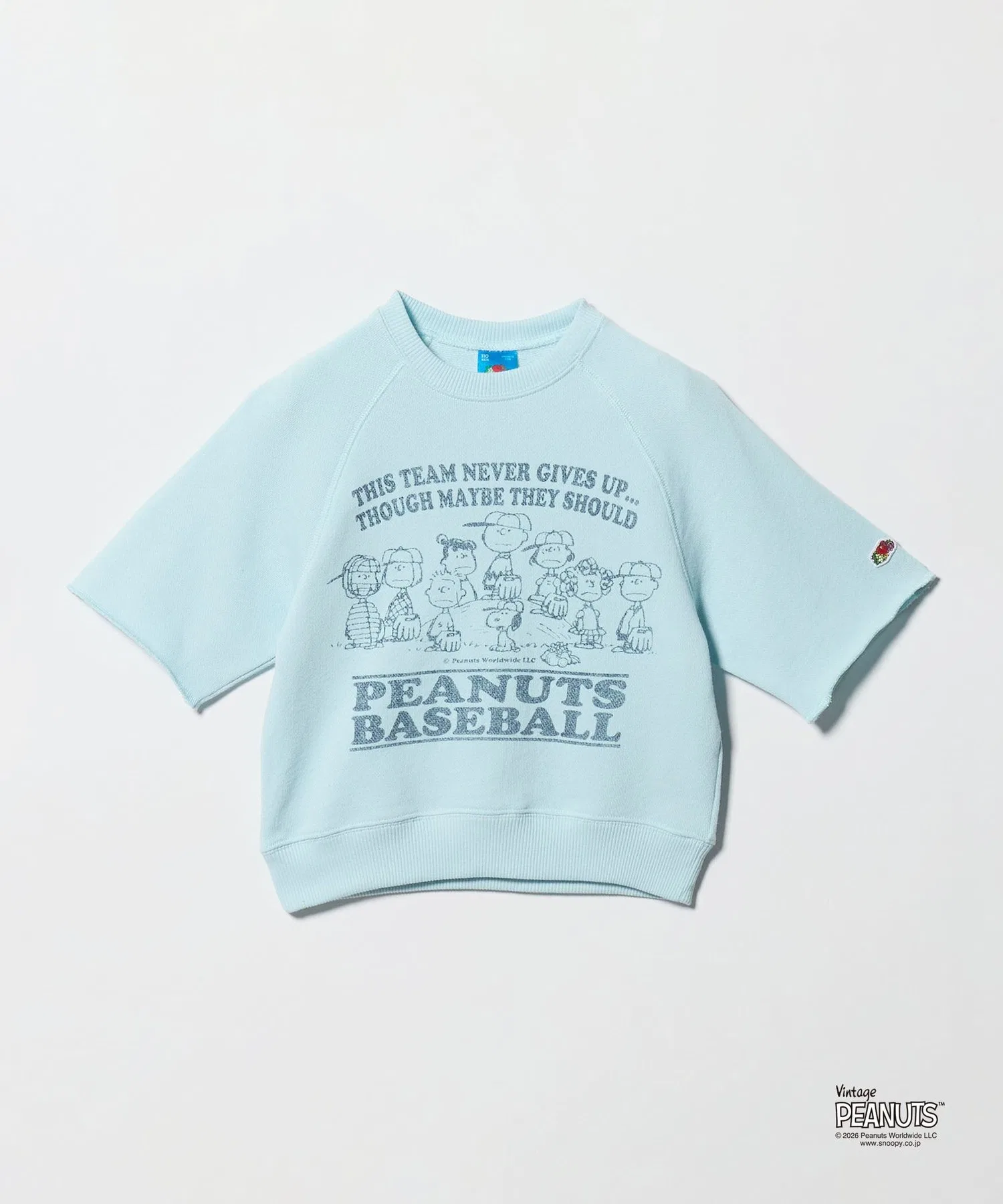 Детская футболка с принтом FRUIT OF THE LOOM x PEANUTS, светло-синяя