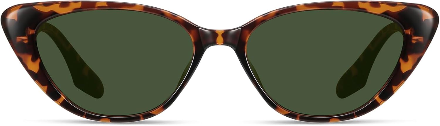 

Ретро-винтажные узкие солнцезащитные очки «кошачий глаз» для женщин в стиле 90-х, небольшие, стильные, модные, с защитой UV400, модель FZN7514 Fozono, Tortoise / Dark Green