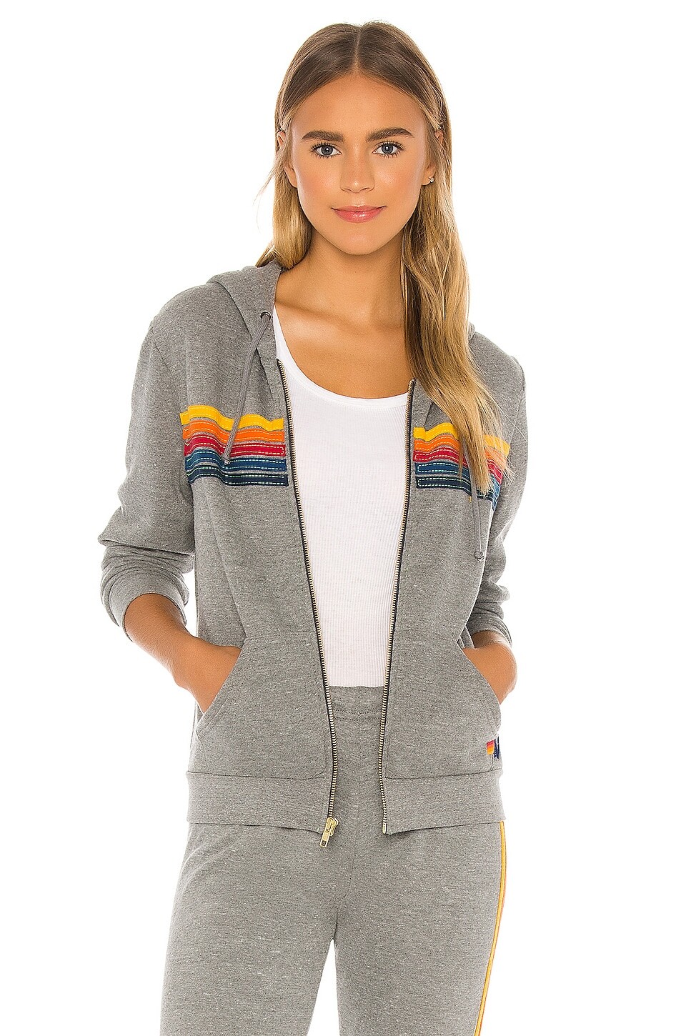 

Толстовка Aviator Nation 5 Stripe Zip, цвет Heather Grey