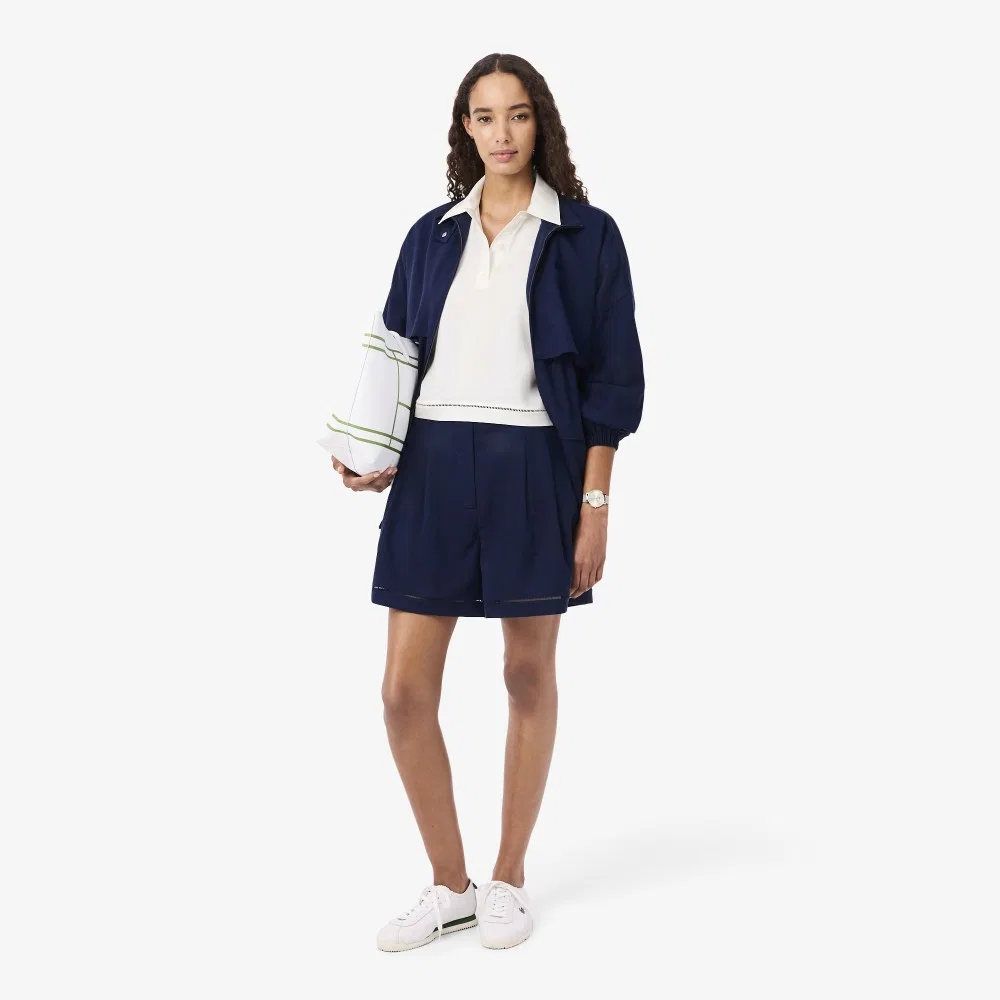 Топ-поло Lacoste из смесового льна, молочно-белый — фото 4