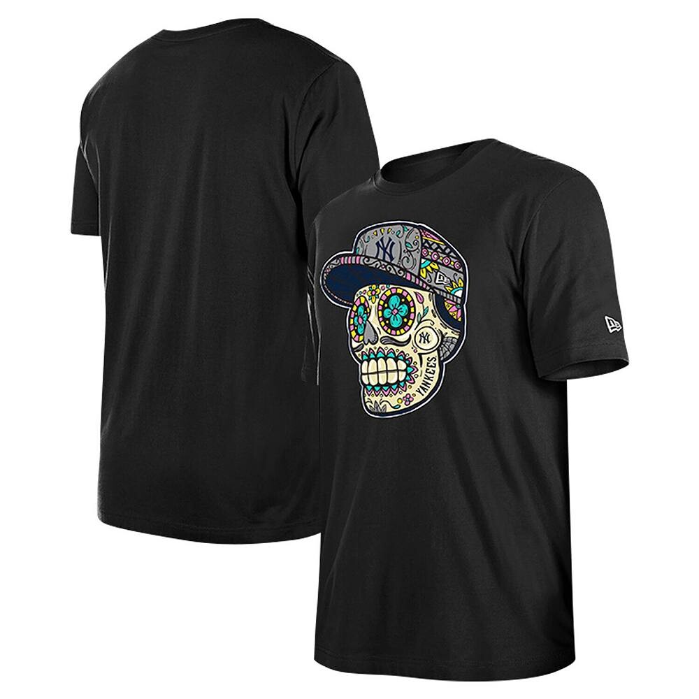 

Мужская черная футболка New Era New York Yankees с сахарными черепами, цвет Ynk Black