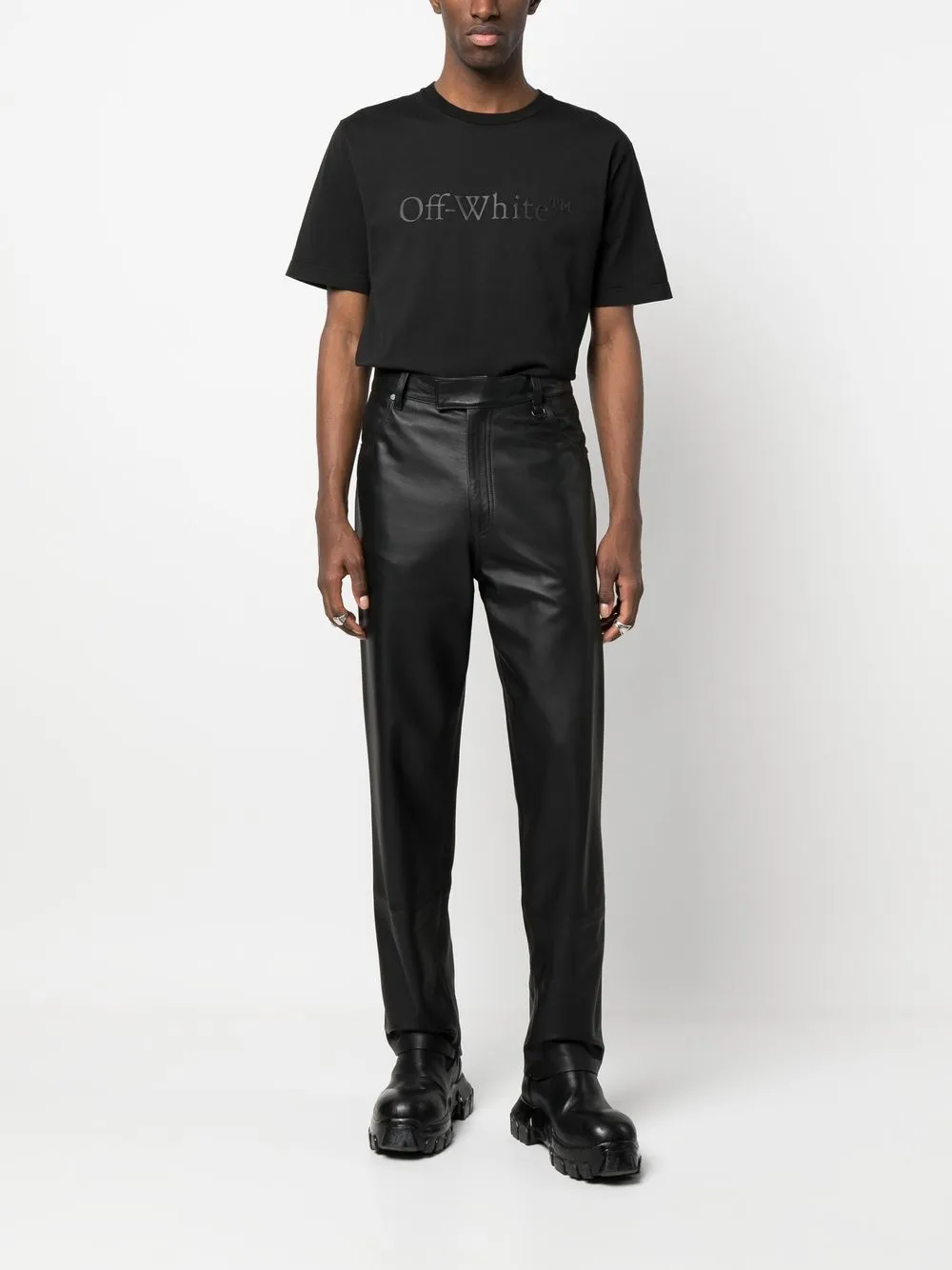 Футболка с тисненым логотипом OFF-WHITE, черный — фото 2