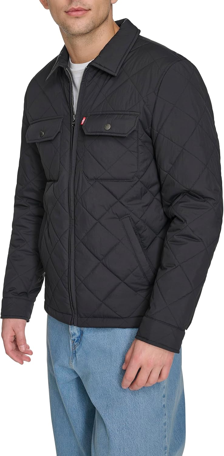 Мужская куртка Levi's с ромбовидной стежкой и отложным воротником, Black — фото 3