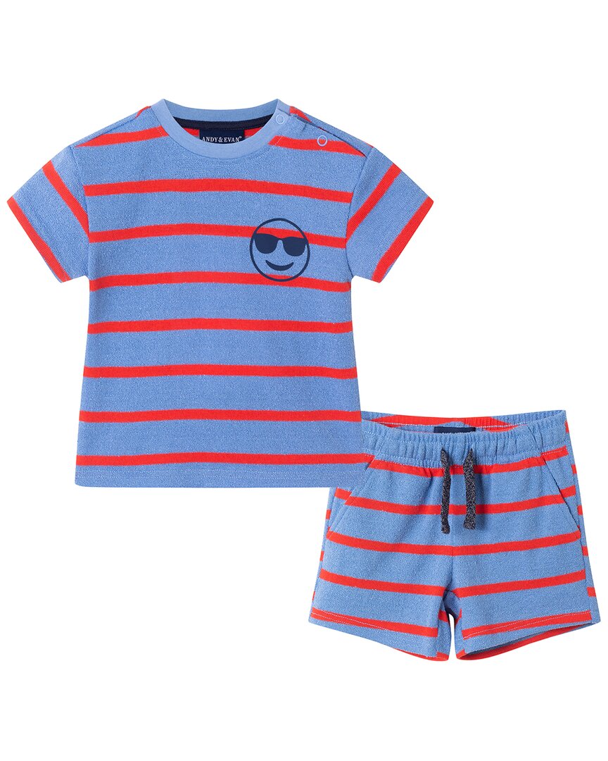 

Andy & Evan Двухкомплектный полосатый текстурированный махровый шортовый набор, Stripe