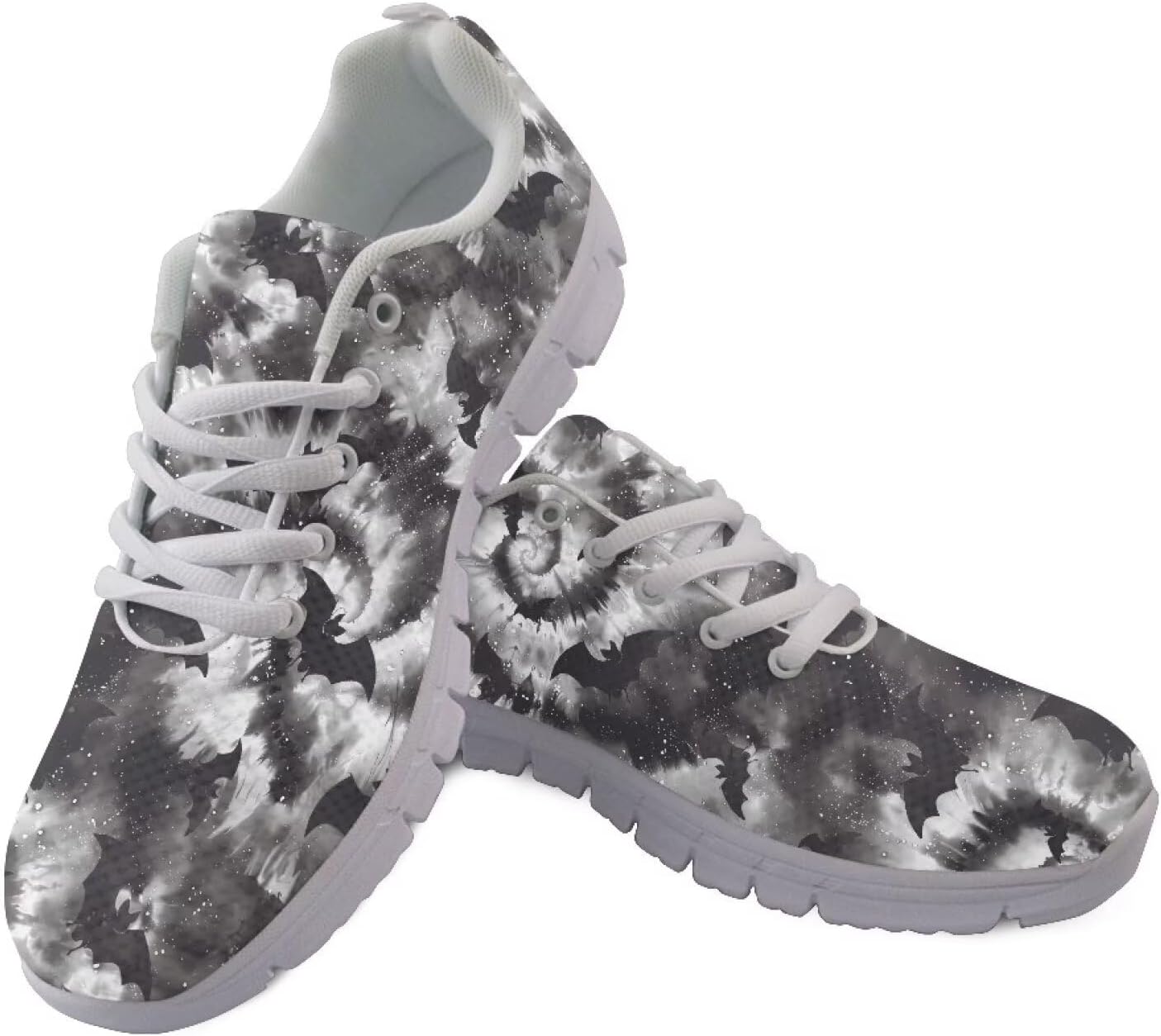 

Крутые мужские кроссовки для Хэллоуина, спортивная обувь для хэллоуинской вечеринки, «Угощение или шалость», декор в стиле ужасов Giftpuzz, Cloudy Tie-dye Bats