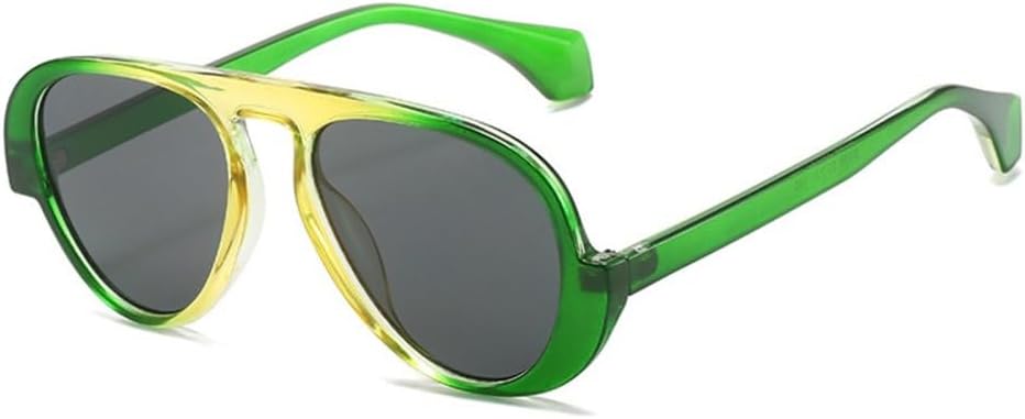 

Модные солнцезащитные очки 2027 года для женщин, ретро-линзы с градиентом, защита от УФ-излучения UV400; модные двухцветные солнцезащитные очки для мужчин MTZJH, Green Yellow