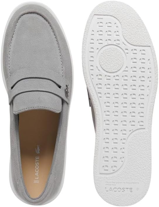 Мужские слипоны Lacoste Cochet из замши, белый/серый — фото 3