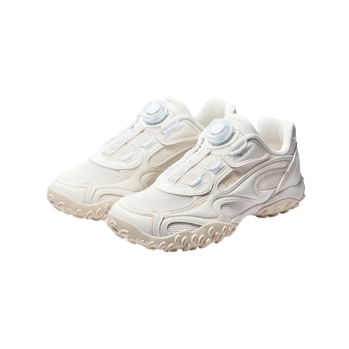 Heritage FHT Textile, Synthetic Leather Breathable Rebound Low top Running Shoes Kids' FILA KIDS, Fragrant Snow White/Birch Brown — фото 4