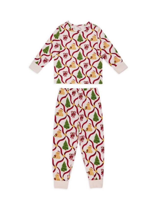 

Детский комплект пижамы с новогодней ёлкой и собачкой Chelsea Peers, Off White
