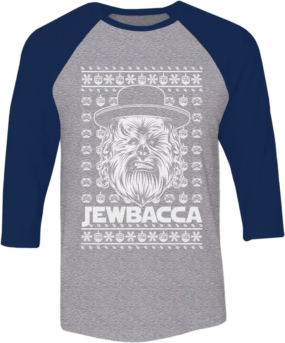 

Свитер Manateez Ugly Christmas Jewbacca Happy Hanukkah Raglan Manateez APPAREL