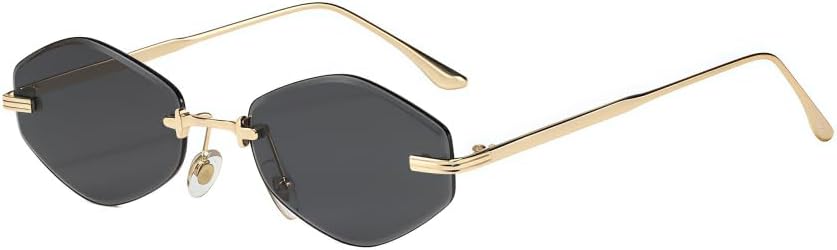 

Солнцезащитные очки без оправы ромбовидной формы для женщин и мужчин – модные очки с оригинальным дизайном, защита от УФ-излучения для вождения и путешествий MAZNVISO, Gold