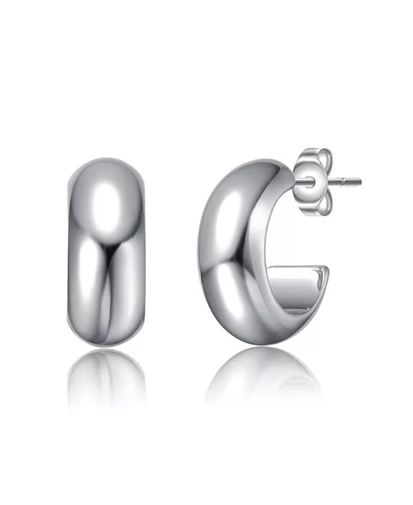 

Классические трубчатые серьги-кольца с покрытием из белого золота или 14-каратного золота Rachel Glauber, silver