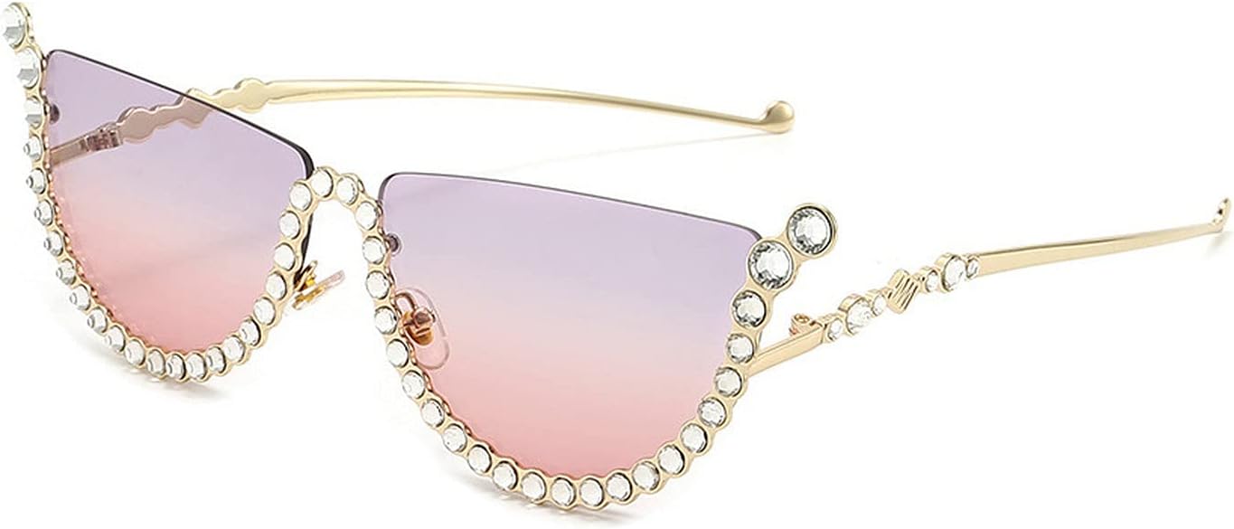 

Солнцезащитные очки COTIA «Кошачий глаз» с бриллиантами, женские, уникальные, со стразами, полуободковые, с градиентным переходом цвета, модные очки в полуоправе, Gray Pink