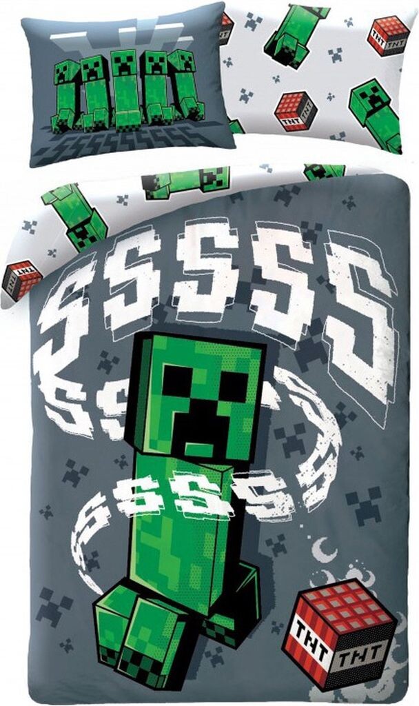 

Белье HALANTEX вкл. хлопок Minecraft Creeper серый, 140/200, 70/90 см