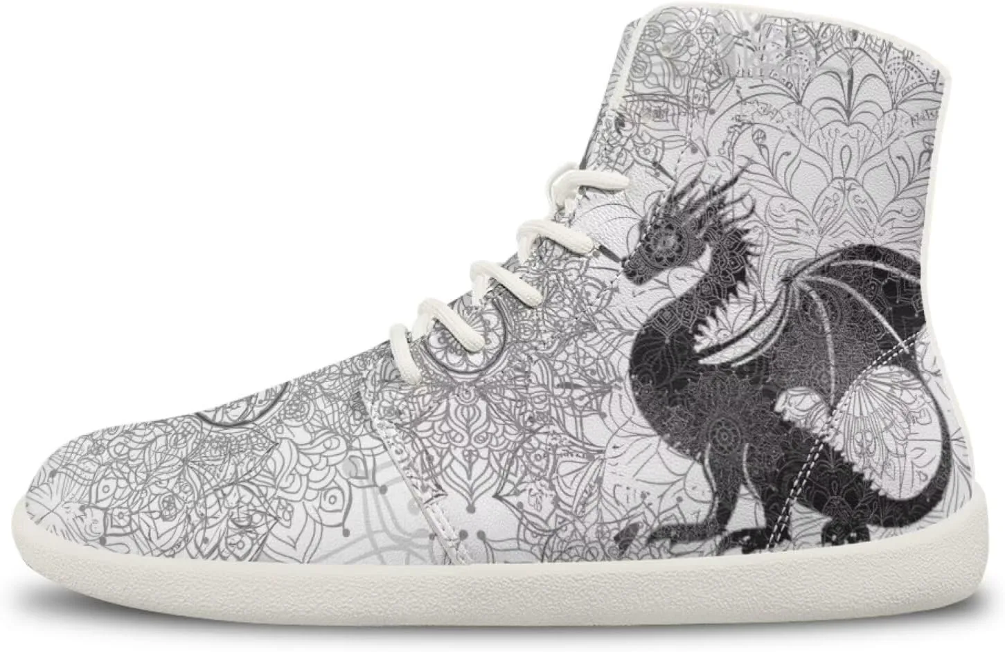 Мужские кроссовки Dragon Print для бега, слипоны, высокие, для ходьбы, занятий в спортзале, тенниса и спорта Ecaestolph, белый