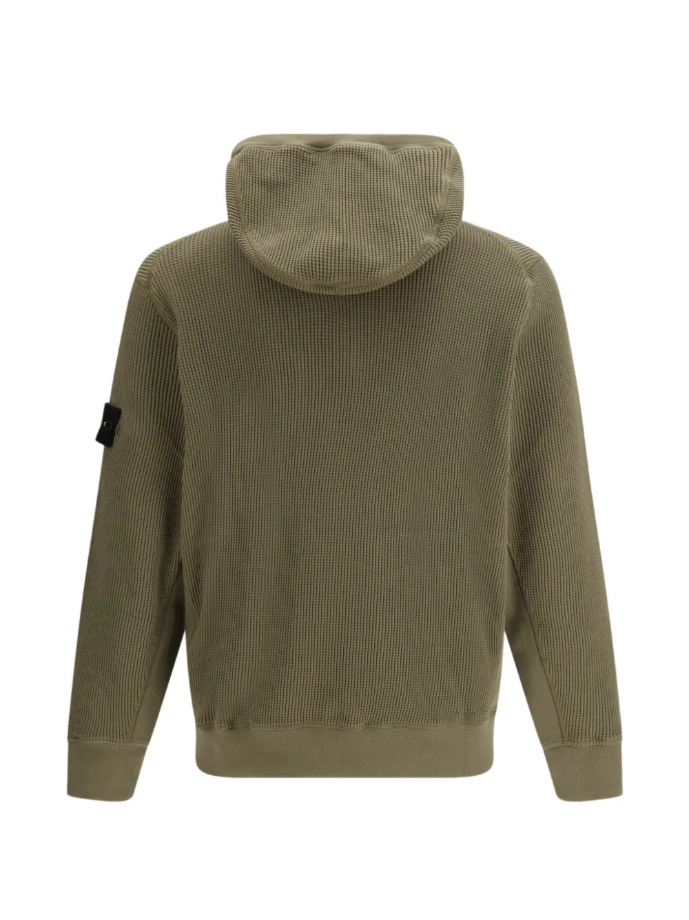Толстовка на молнии с капюшоном из вафельной ткани Stone Island, зеленый — фото 2