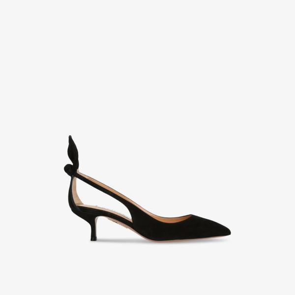 Ботинки Aquazzura на каблуке с бабочкой из замши, черный