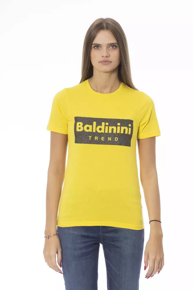 

Желтая хлопковая женская футболка Baldinini Trend