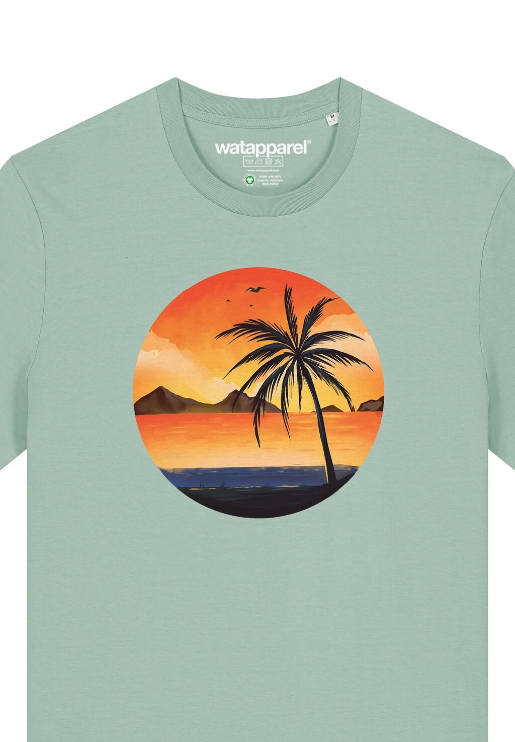 

Футболка с принтом SUNSET ON PALM watapparel, бирюзовый
