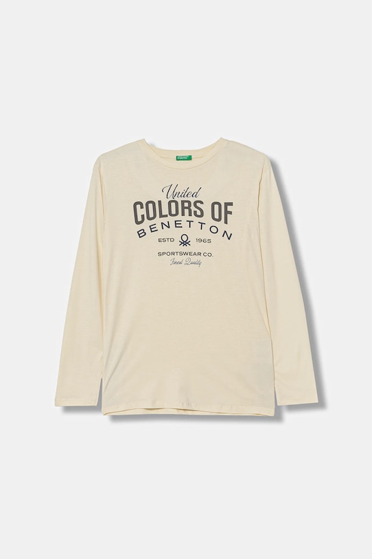 

Детская хлопковая кофта с длинным рукавом United Colors Of Benetton, бежевый