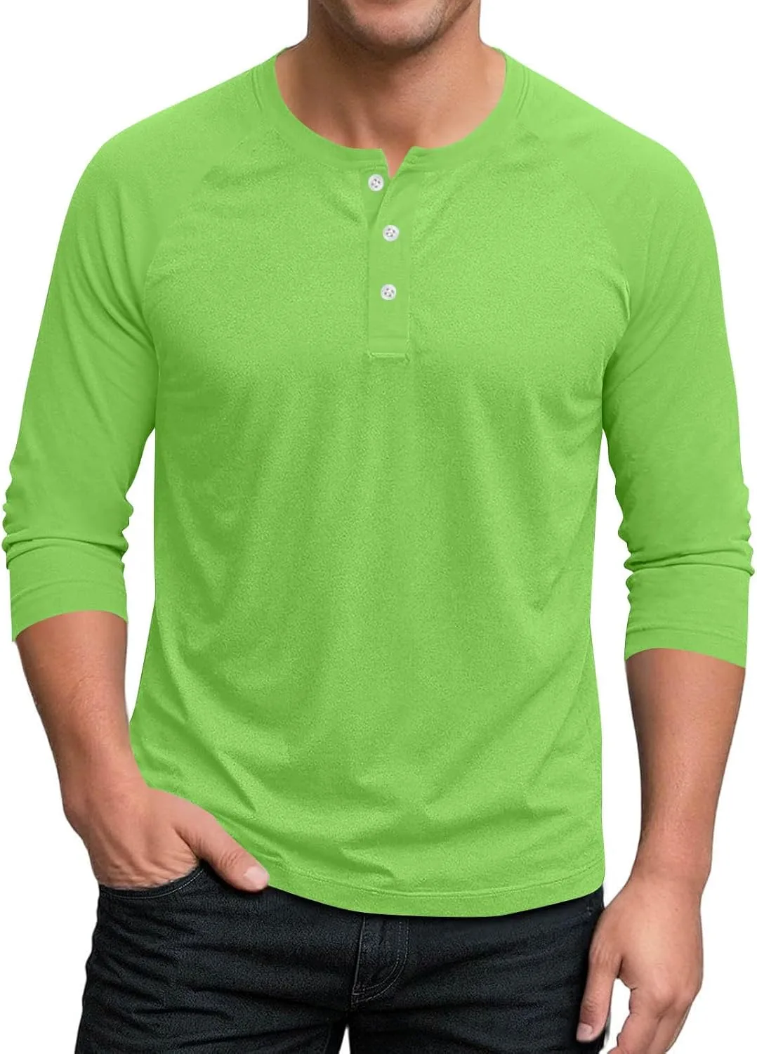 

Мужская хлопковая футболка с 3/4 рукавом henley Sdeycui