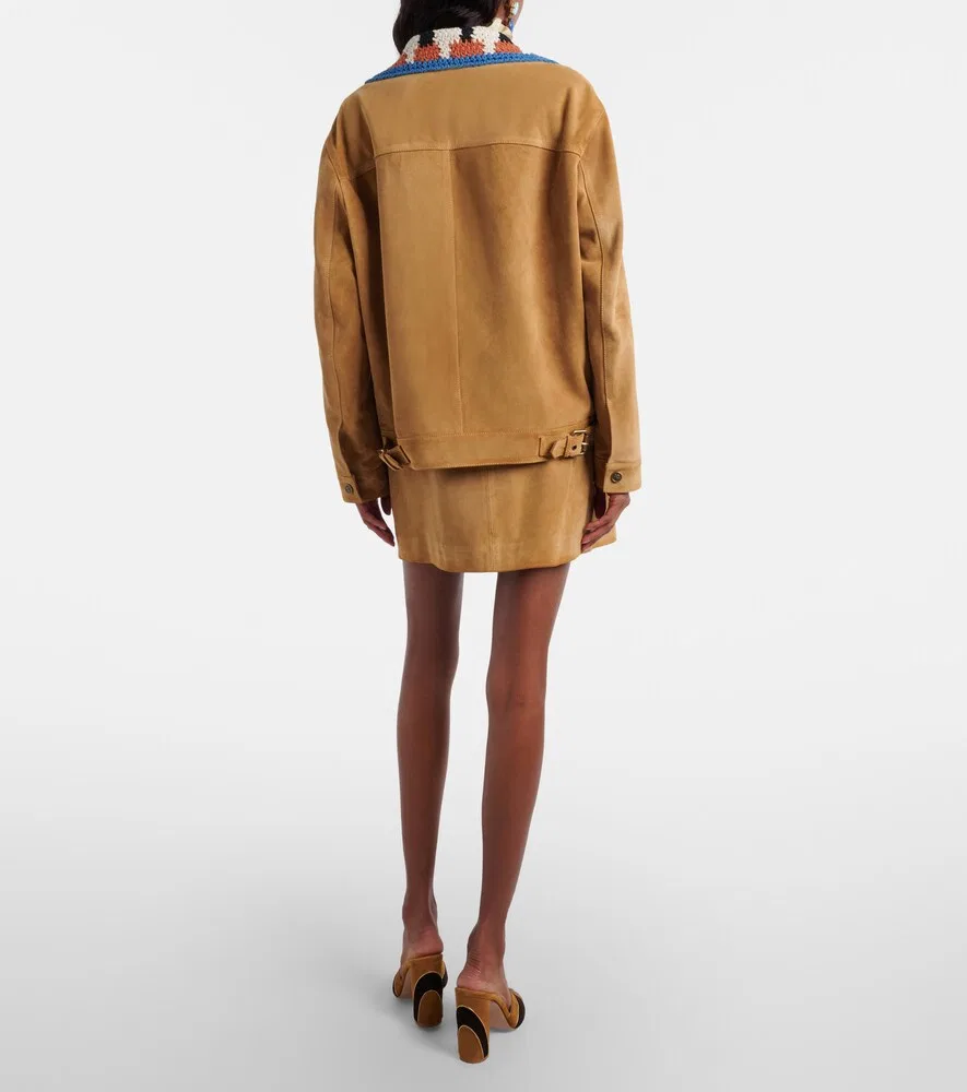 Мини-юбка из замши с поясом Etro, бежевый — фото 3