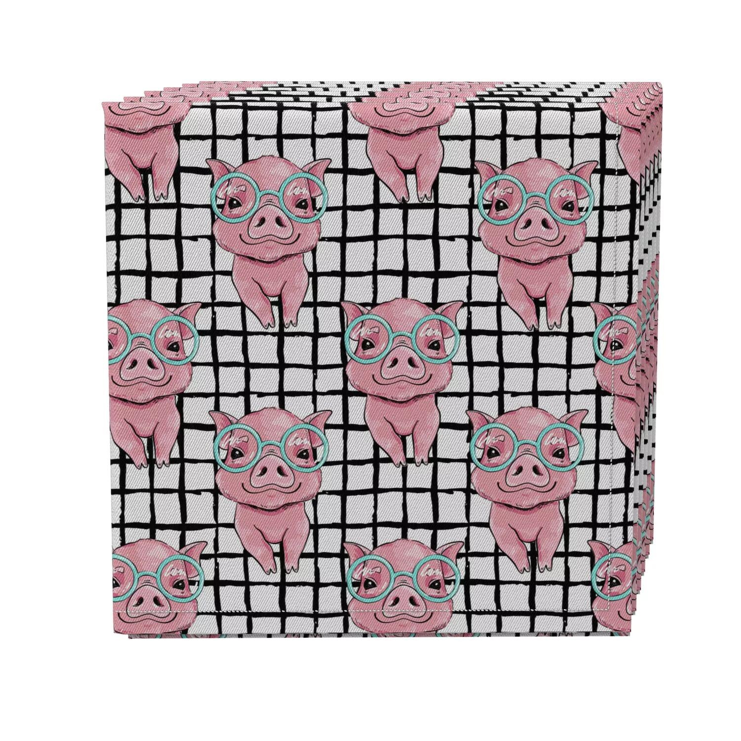 

Набор салфеток из 4 шт., 100% хлопок, 20x20 дюймов, Hipster Pigs