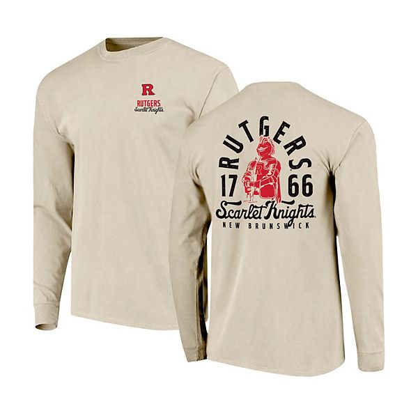 

Мужская футболка с длинным рукавом natural rutgers scarlet knights comfort colors с накладкой-талисманом Image One