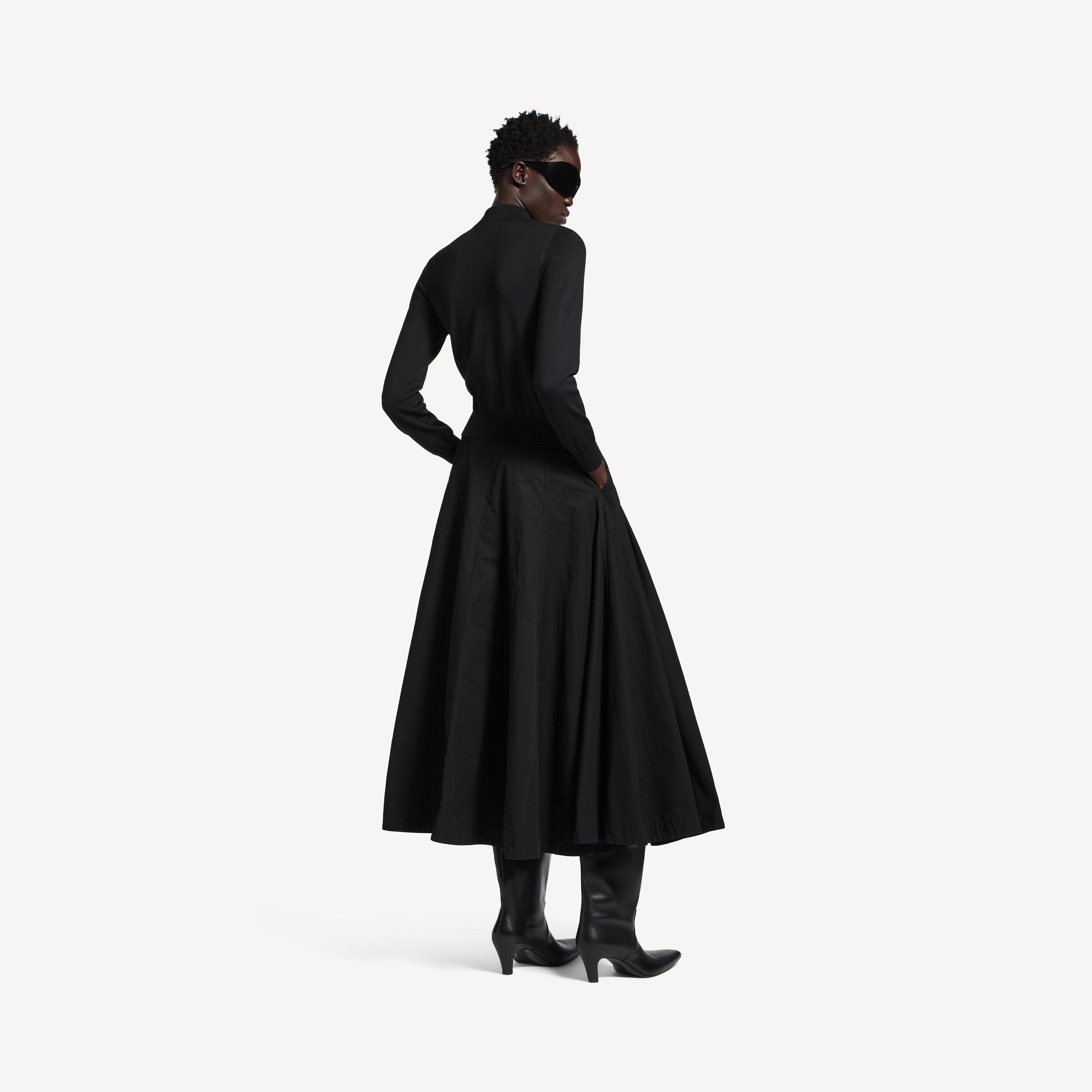Женская макси-юбка годе черного цвета BALENCIAGA, черный — фото 3