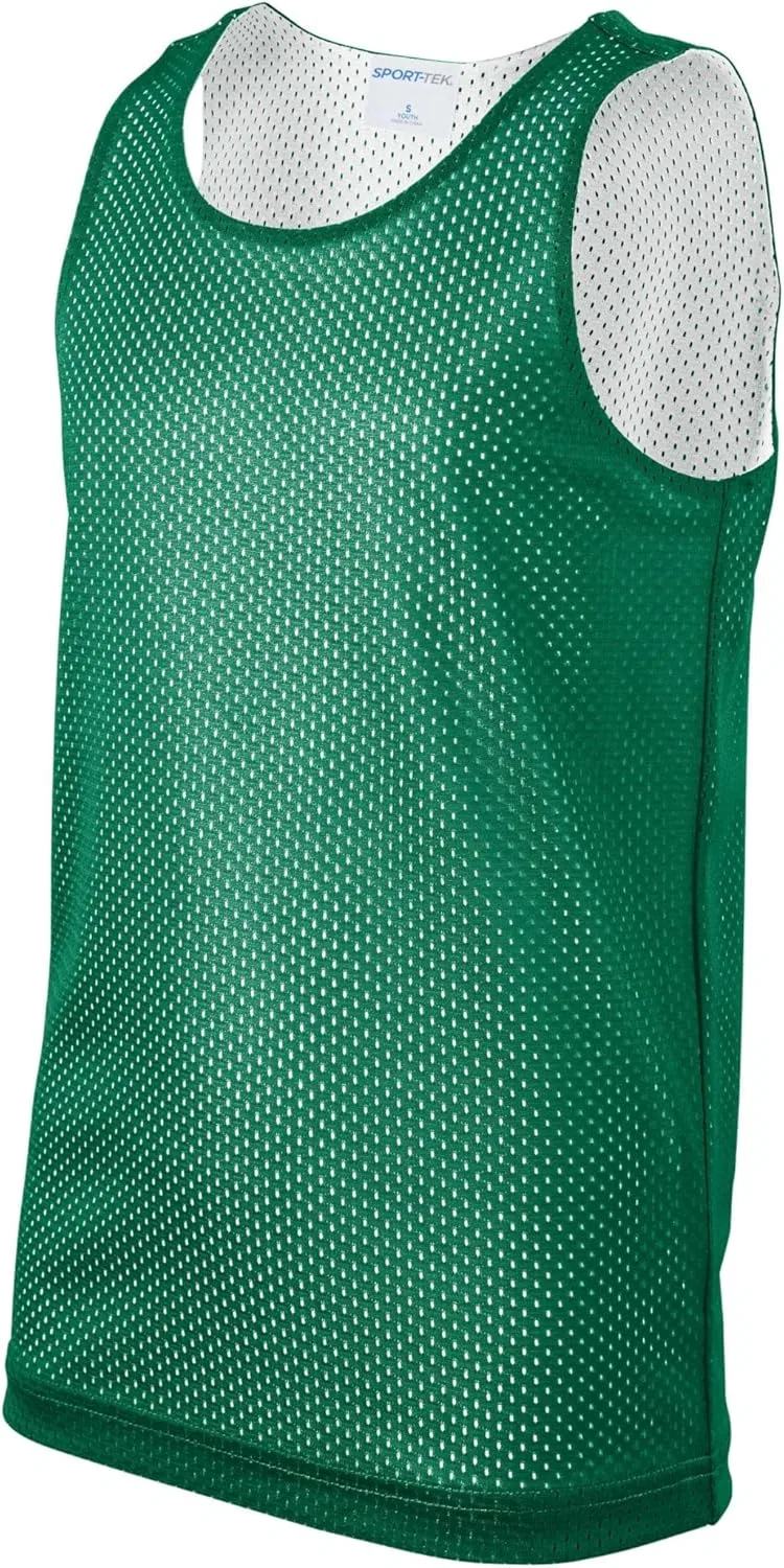 Детский топ-сетка SPORT-TEK, реверсивный, Kelly Green/White — фото 4