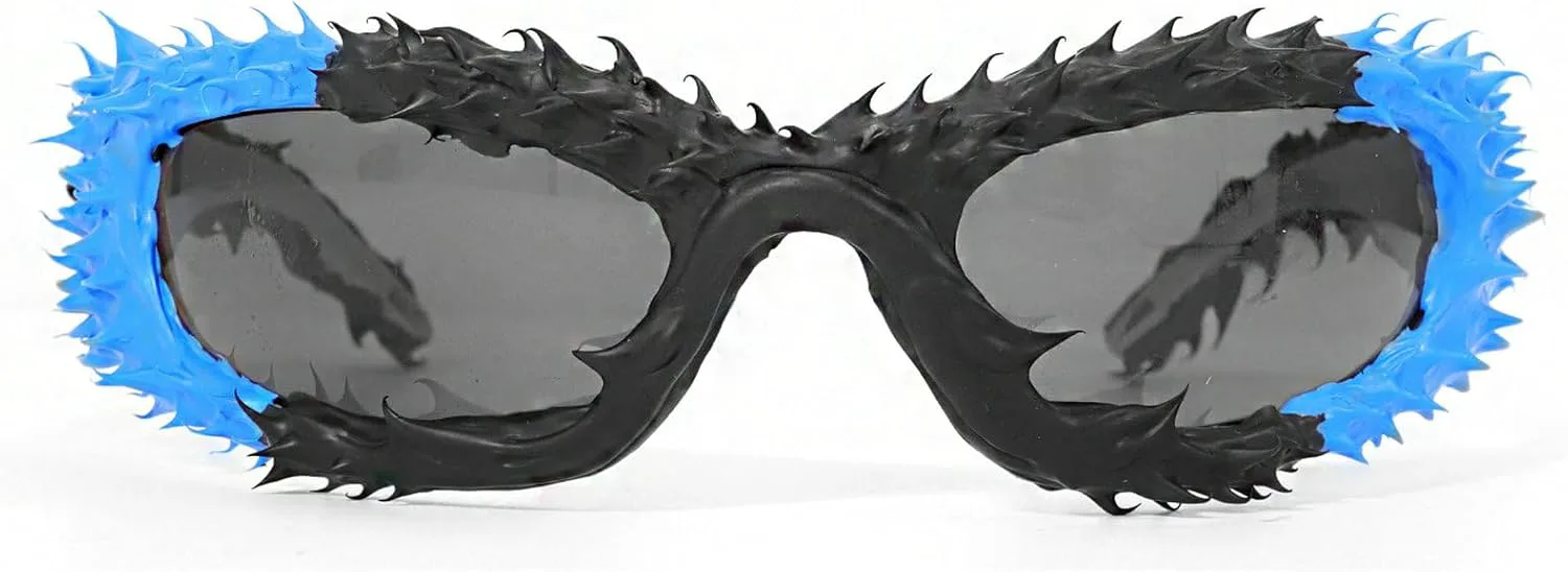 

Солнцезащитные очки в стиле Y2K для мужчин и женщин, стильные солнцезащитные очки для уличных вечеринок, персонализированные солнцезащитные очки N45 mincl, Black Blue