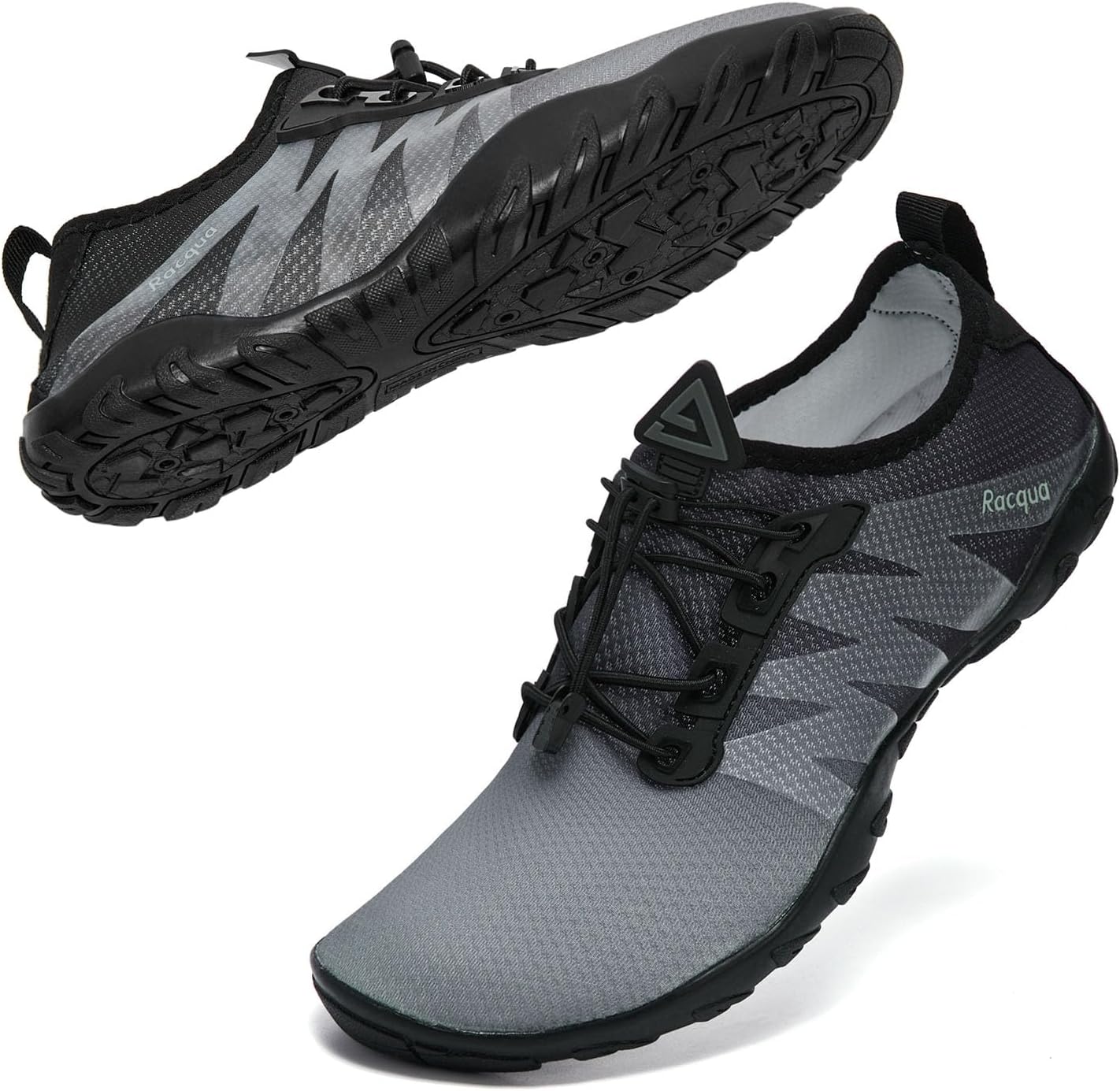

Водные туфли Racqua для мужчин и женщин, быстрая сушка, градиентные цвета, обувь для ходьбы босиком, спортивные, для плавания, серфинга и пляжа, серый/черный