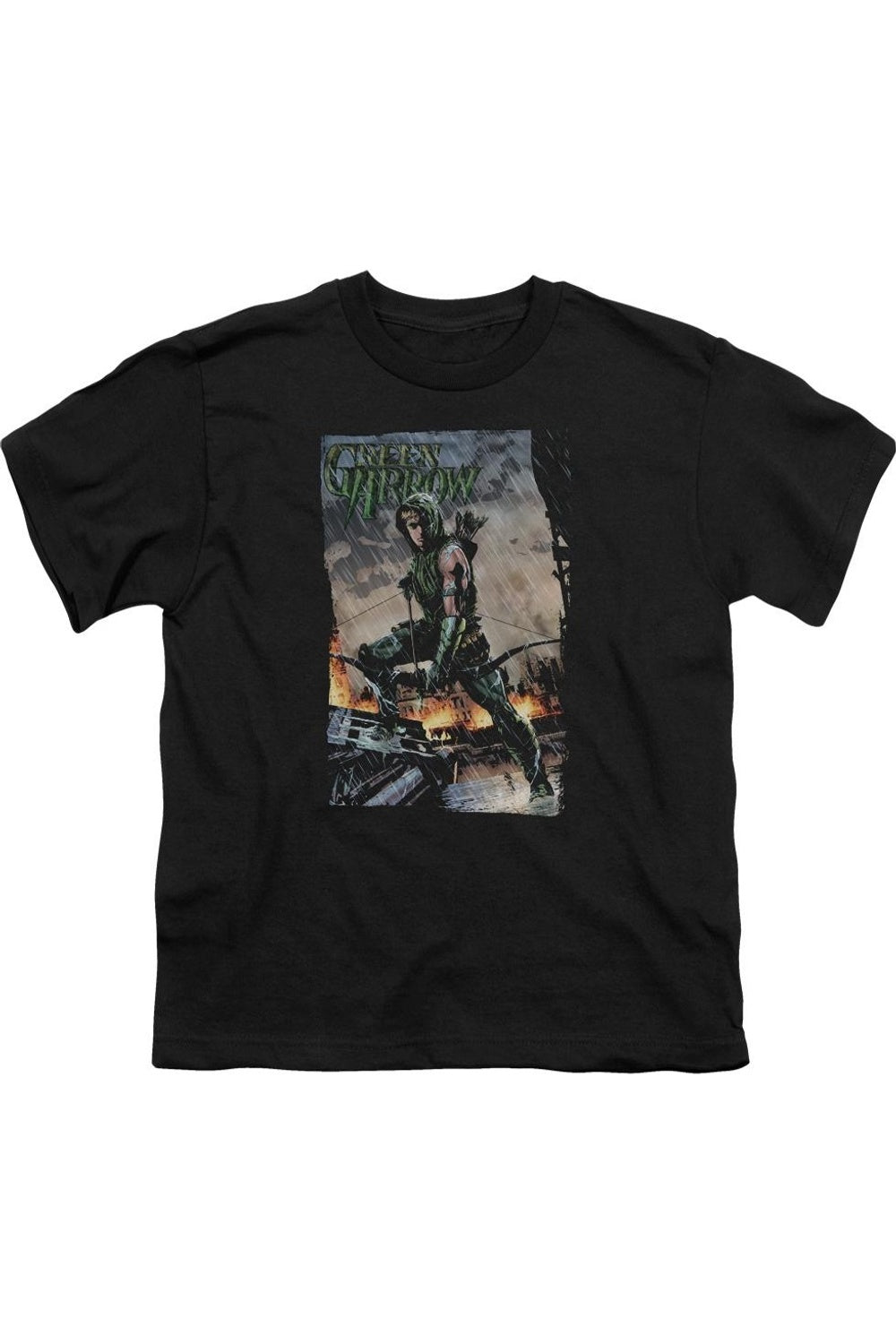 

Футболка с коротким рукавом для детей "Лига справедливости Америки: Огонь и дождь" Gildan, черный