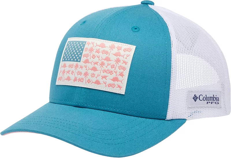 

Женская кепка Columbia PFG Fish Flag Snapback, цвет Canyon Blue/White/Ff