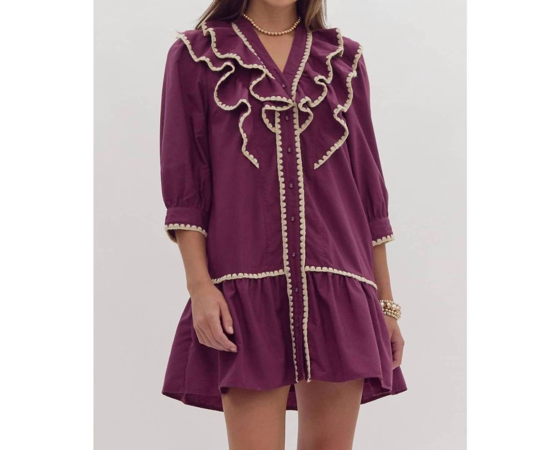

Сливовое плиссированное мини-платье Style USA, Plum