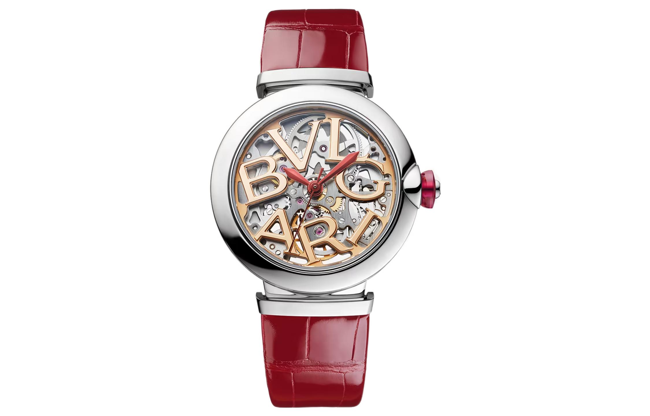 

BVLGARI Часы LVCEA Collection Wrist Watch Automatic Mechanical Movement Crocodile Leather Strap Cut-Out Dial Women's 102879