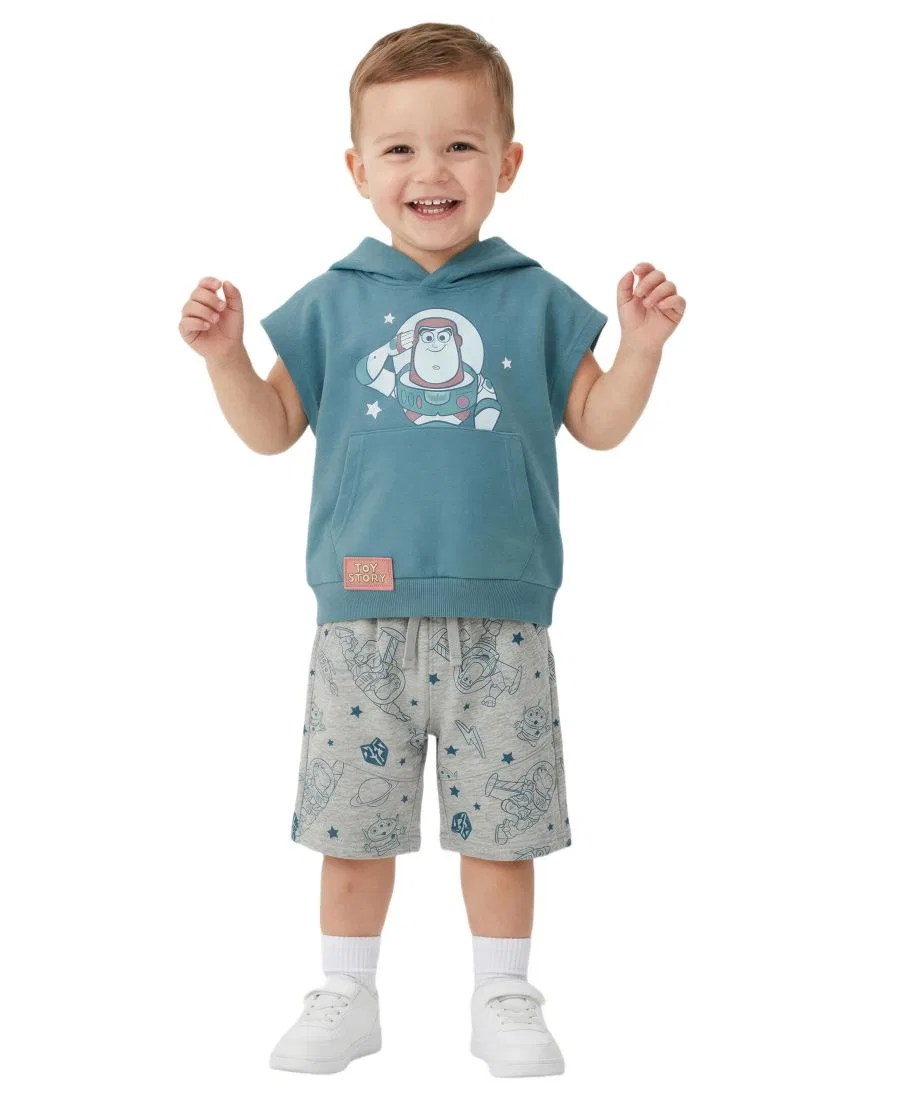 Детский комплект для мальчиков 2T-5T: толстовка с коротким рукавом и шорты Toy Story, серый/синий
