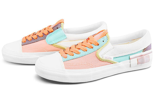 Кроссовки Vans Slip-On Cap 'White Blue Pink', белый — фото 2