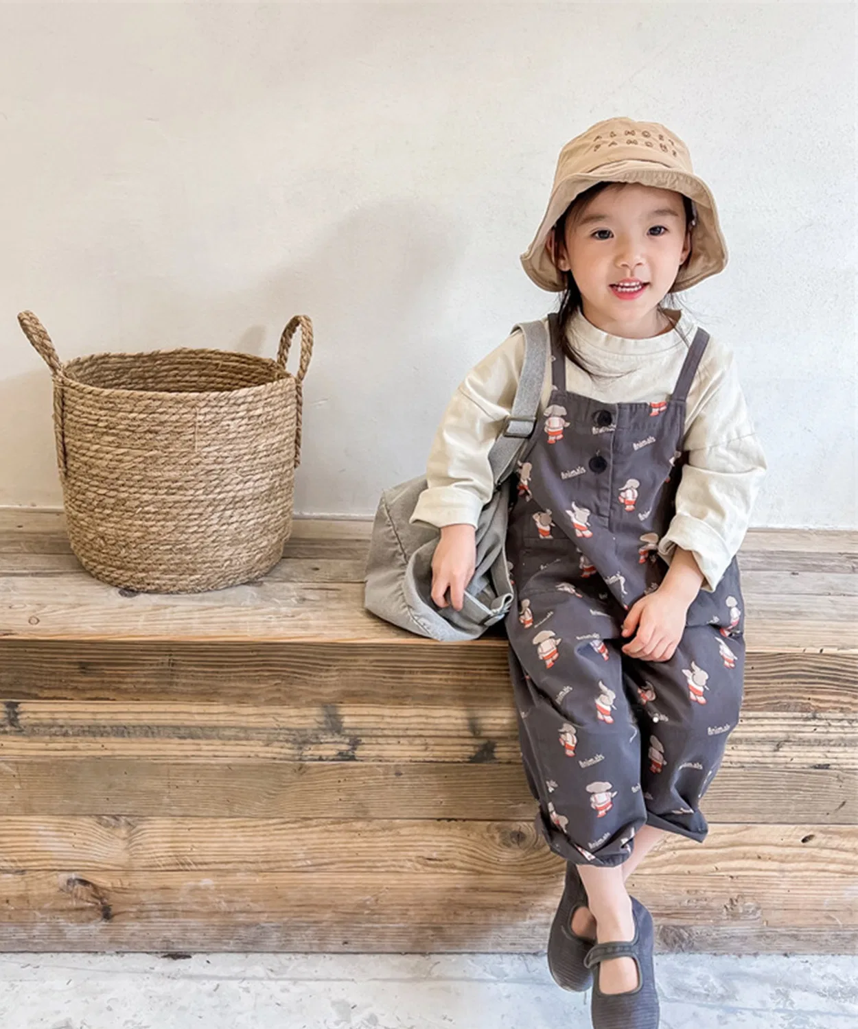 Комбинезон детский с принтом aimoha-KIDS из хлопка, тёмно-серый