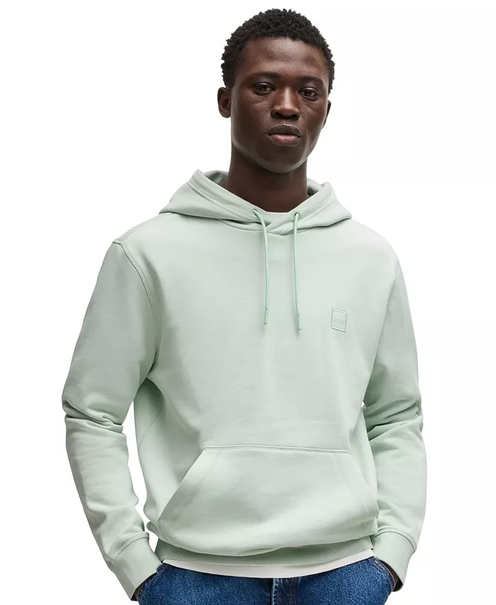 

Мужская хлопковая худи с логотипом Regular-Fit Hugo Boss, синий