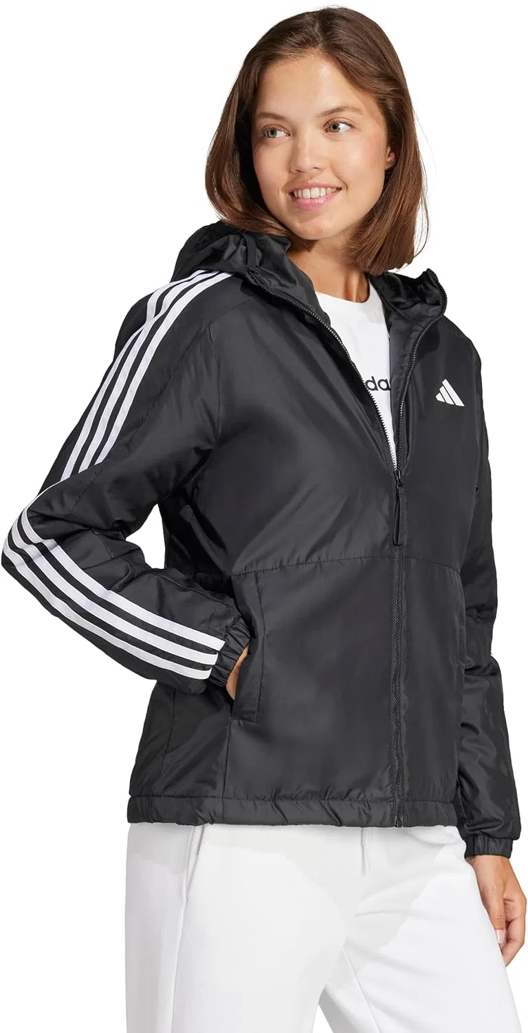 Женская куртка утепленная adidas, 3-полосная, черная — фото 3