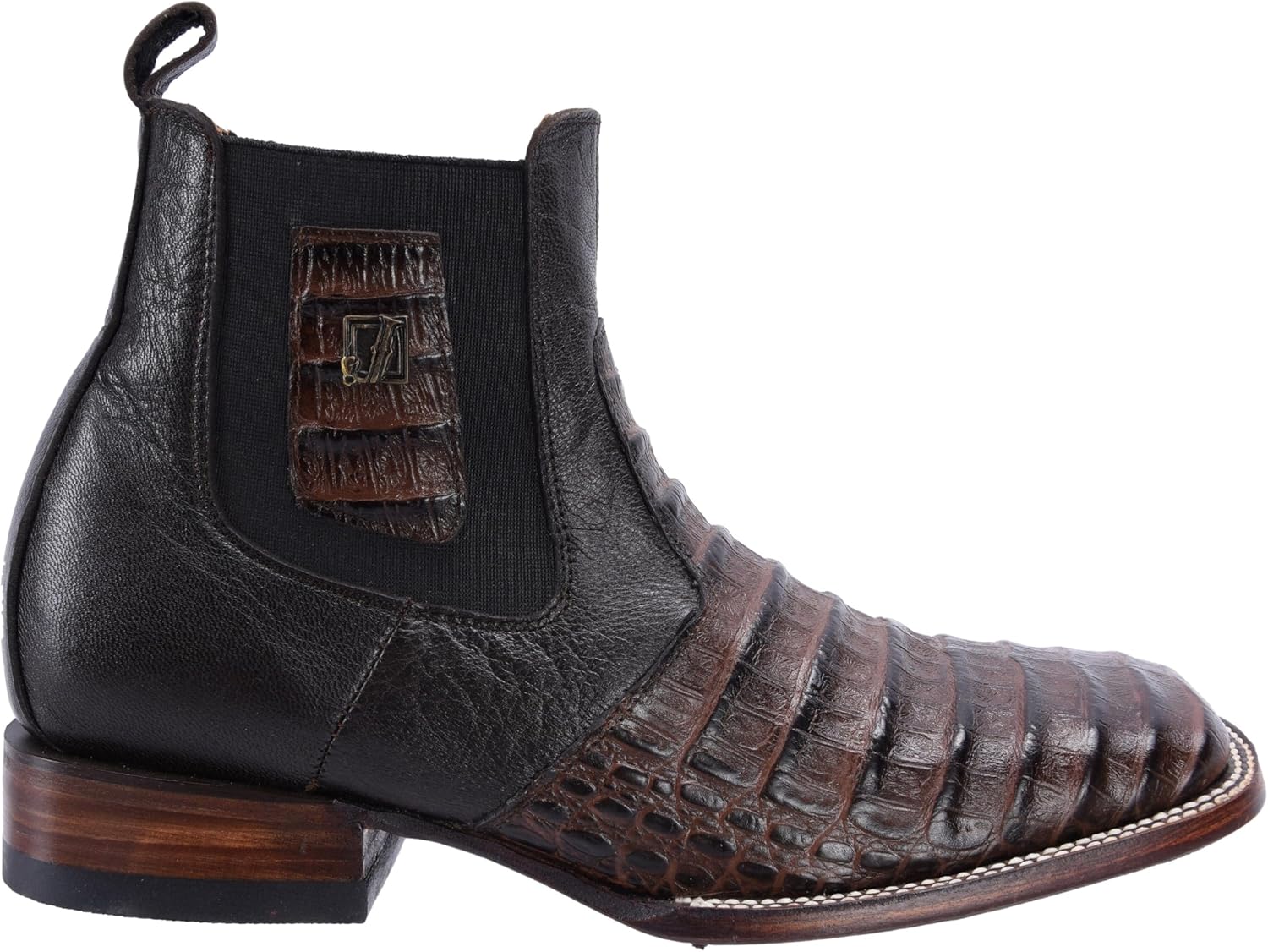 Мужские вестерн-бутсы Joe Boots 728, квадратный носок, короткие ковбойские/челси-бутсы, кожа с экзотическим принтом каймана Joe Exclusive, коричневый — фото 2