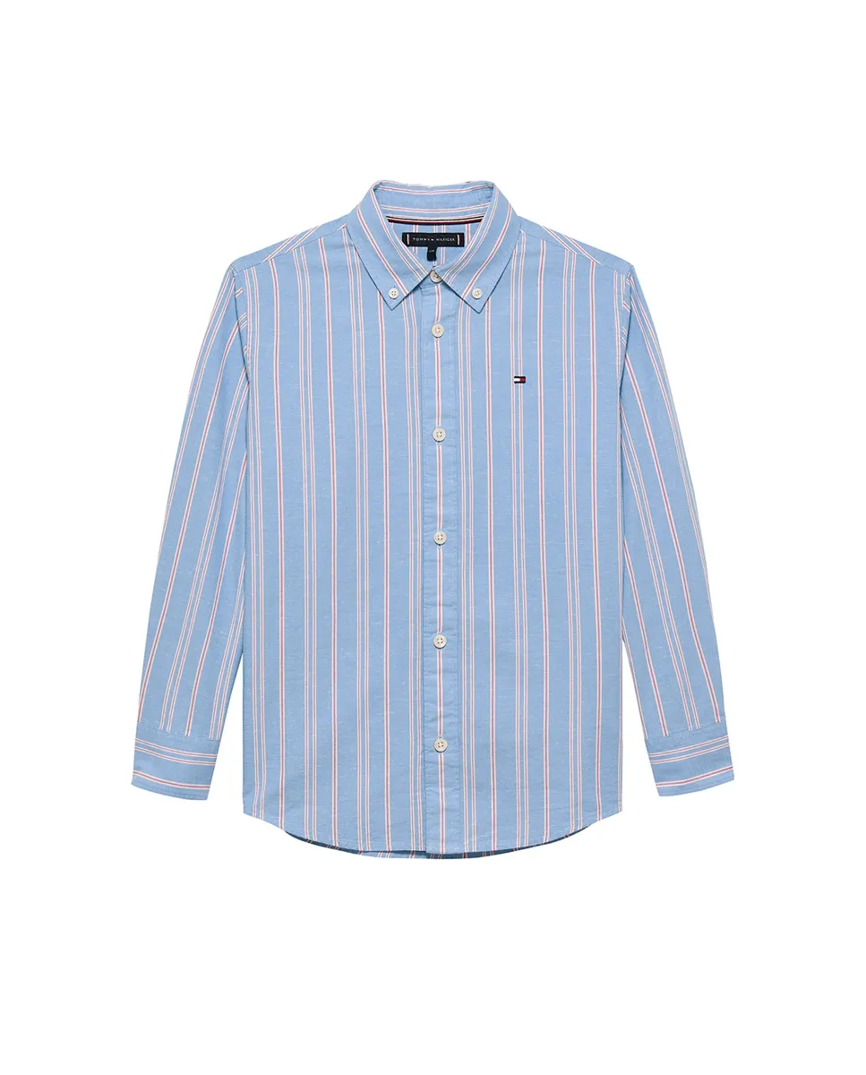 

Рубашка для мальчика в полоску на пуговицах Tommy Hilfiger, синий