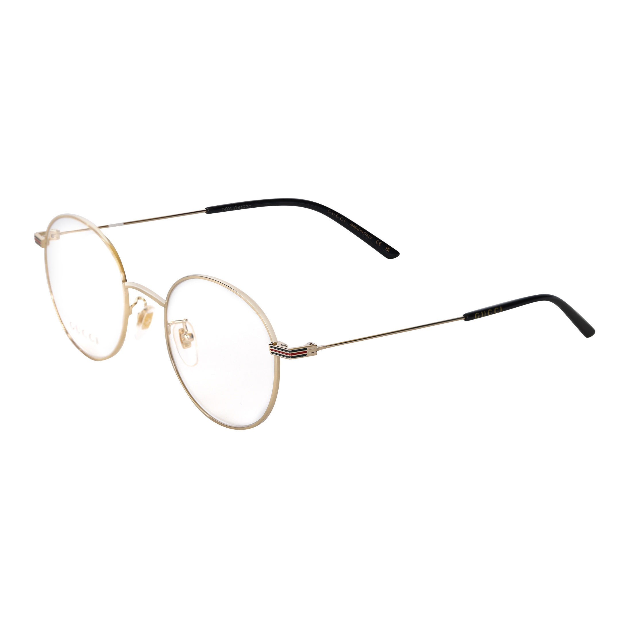

GUCCI Очки с круглой оправой, Gold/Black Temples