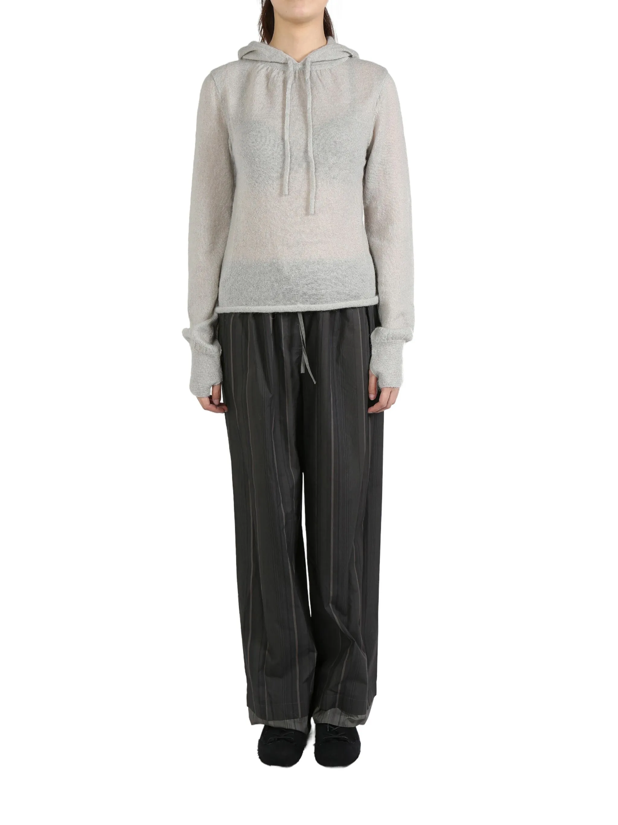 

Вязаная толстовка с капюшоном на завязках Amomento, серый