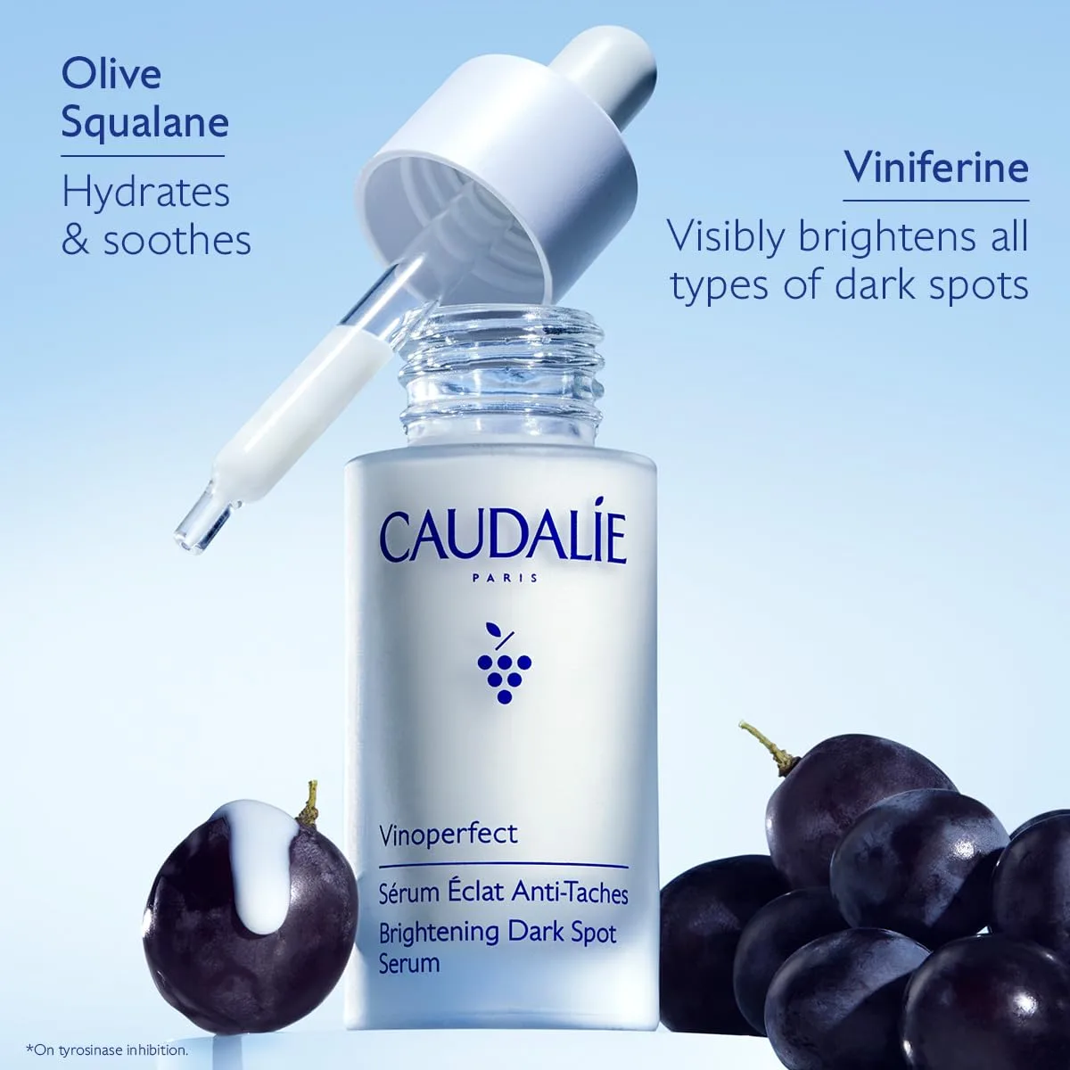 Осветляющая сыворотка от темных пятен Caudalie Vinoperfect, альтернатива витамину С - в 62 раза эффективнее витамина С, с виниферином для заметно более светлого и ровного цвета лица. 30 мл (2 шт.), blue — фото 3