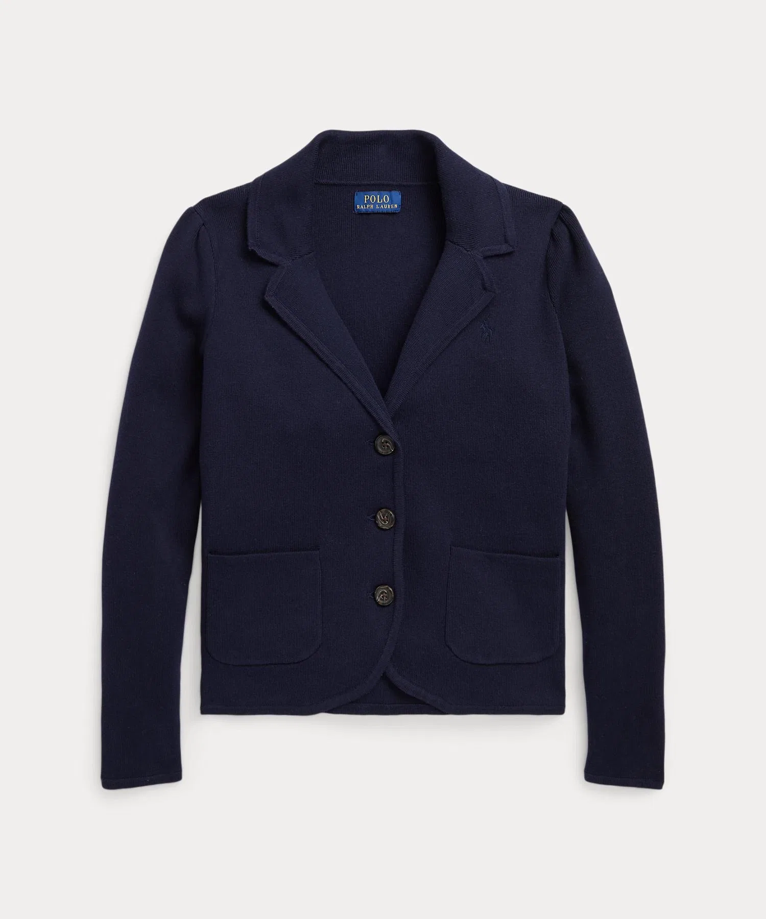 Детский трикотажный пиджак POLO RALPH LAUREN CHILDRENSWEAR с вышивкой, тёмно-синий